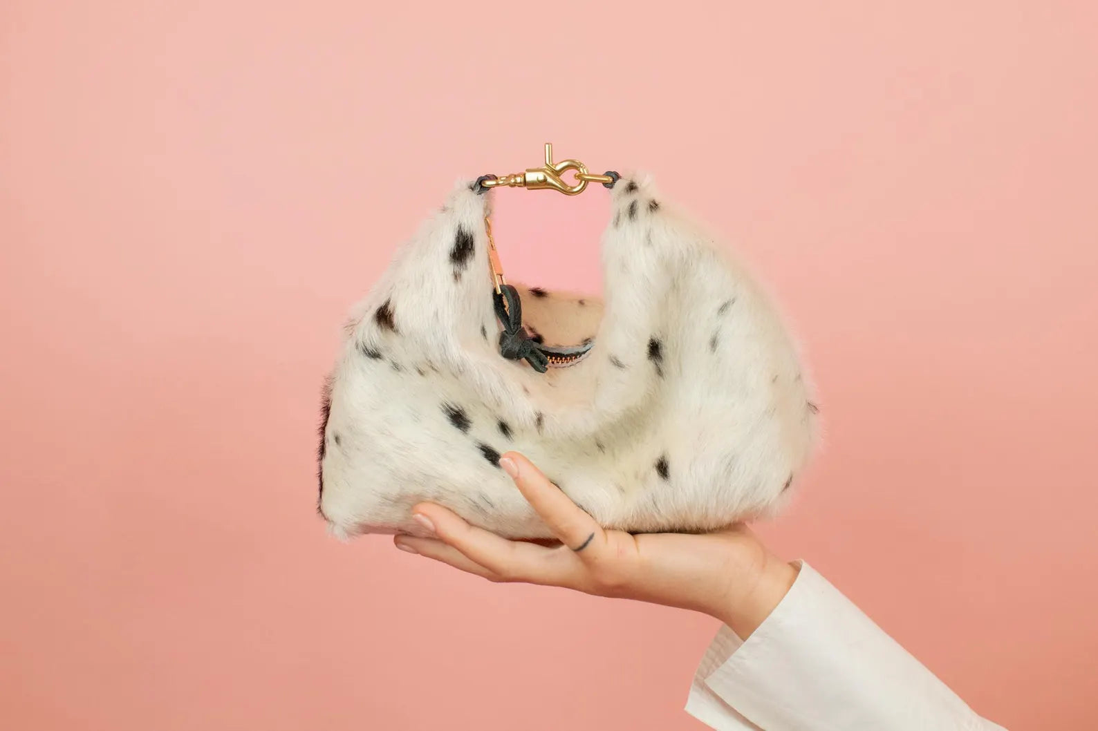 Slim Leather Shoulder Bag in Cow print, Hair-on-Hide Handbag, Women's Western Totes